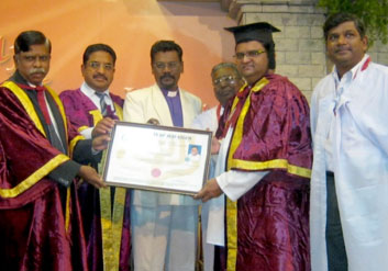 Pastor. S. Visuvasam Apostolic Christian Assembly (ACA) Pallavaram Ministries, Chennaiwas awarded Doctorate Degree by University of Jerusalem