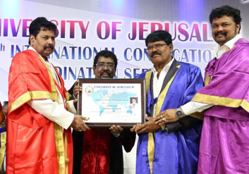 Rev. Selvaraj Life TV, Bangalore. was awarded The Prayer Warrior Award by University of Jerusalem